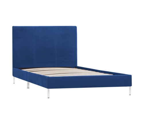 Estructura de cama sin colchón tela azul 90x200 cm