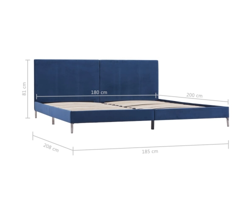 vidaXL Estructura de cama de tela azul 180x200 cm