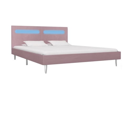 vidaXL Estructura de cama con LED tela rosa 180x200 cm