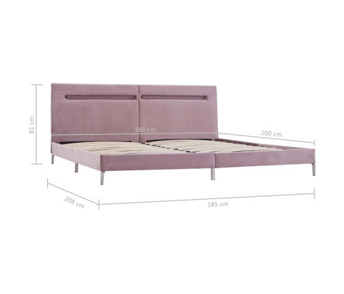 vidaXL Estructura de cama con LED tela rosa 180x200 cm