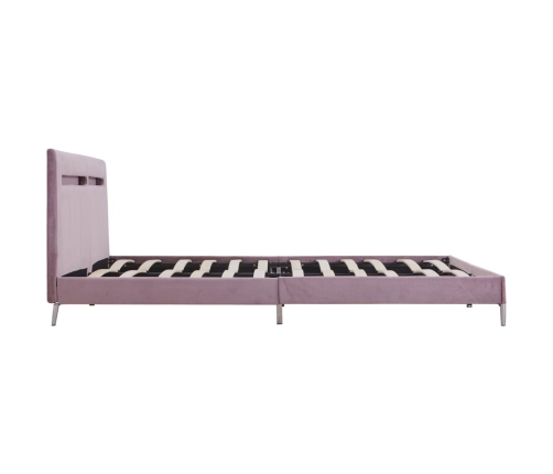 vidaXL Estructura de cama con LED tela rosa 180x200 cm