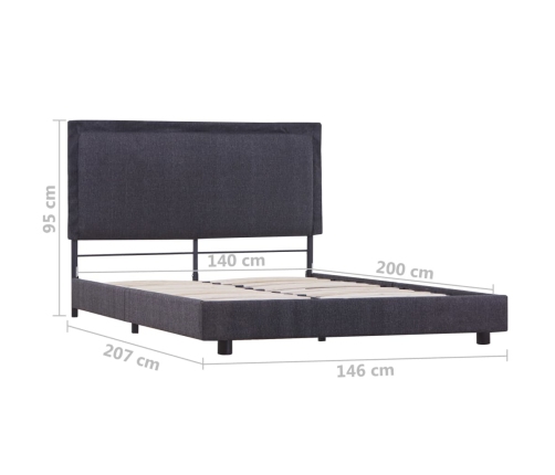 vidaXL Estructura de cama de tela gris oscura 140x200 cm