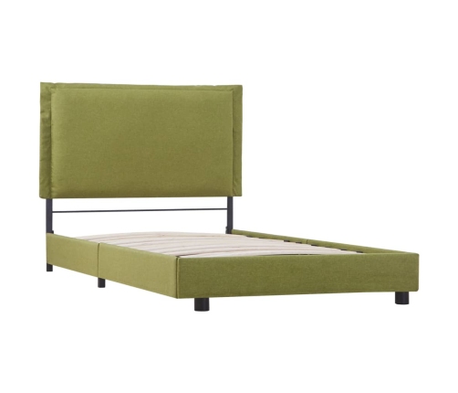 Estructura de cama sin colchón tela verde 90x200 cm