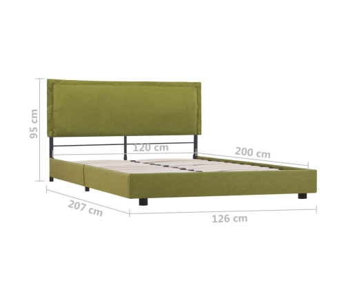 Estructura de cama sin colchón tela verde 120x200 cm