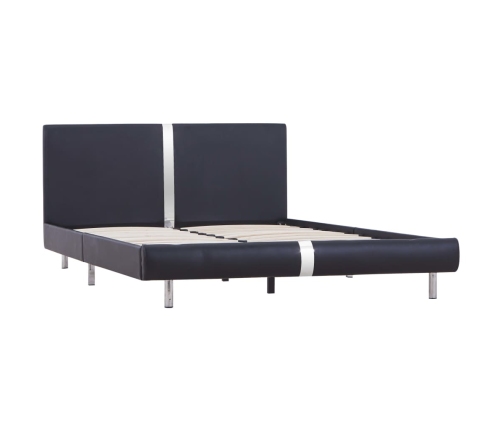 Estructura de cama sin colchón cuero sintética negra 135x190 cm