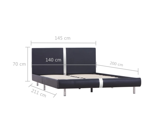 Estructura de cama sin colchón cuero sintética negra 135x190 cm