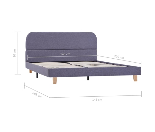 Estructura de cama sin colchón de tela gris claro 135x190 cm