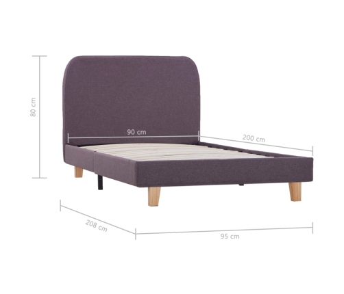 Estructura de cama sin colchón de tela gris topo 90x190 cm