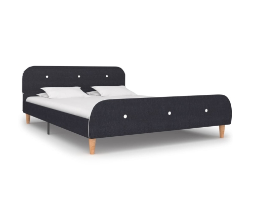 Estructura de cama sin colchón Tela gris oscuro 135x190 cm