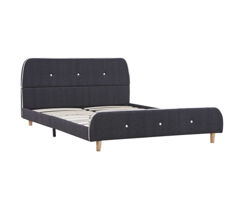 Estructura de cama sin colchón Tela gris oscuro 135x190 cm