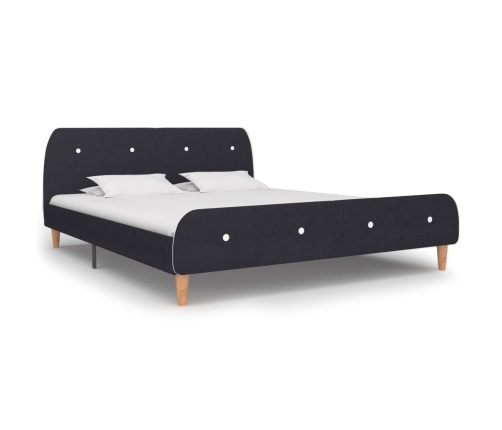 Estructura de cama tela gris oscuro 150x200 cm