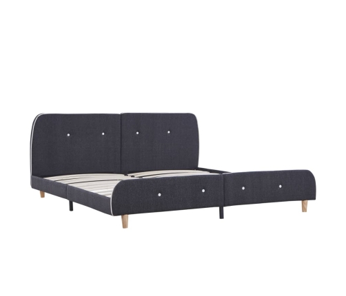 Estructura de cama tela gris oscuro 150x200 cm