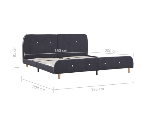 Estructura de cama tela gris oscuro 150x200 cm