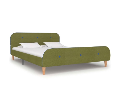 Estructura de cama sin colchón de tela verde 135x190 cm