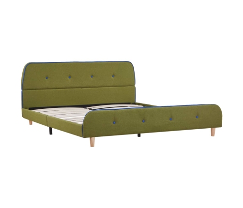 Estructura de cama sin colchón de tela verde 135x190 cm