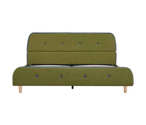 Estructura de cama sin colchón de tela verde 135x190 cm