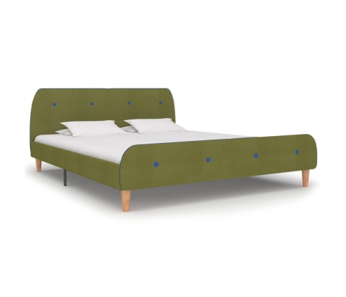 Estructura de cama sin colchón Tela verde 150x200 cm