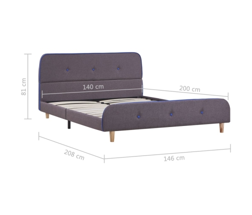 Estructura de cama sin colchón tela taupe 135x190 cm