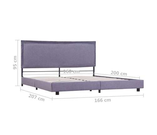 Estructura de cama tela gris claro 150x200 cm