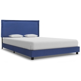 Estructura de cama sin colchón de tela azul 135x190 cm