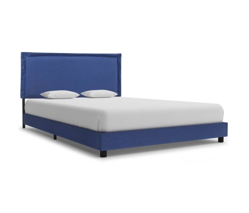 Estructura de cama sin colchón de tela azul 135x190 cm