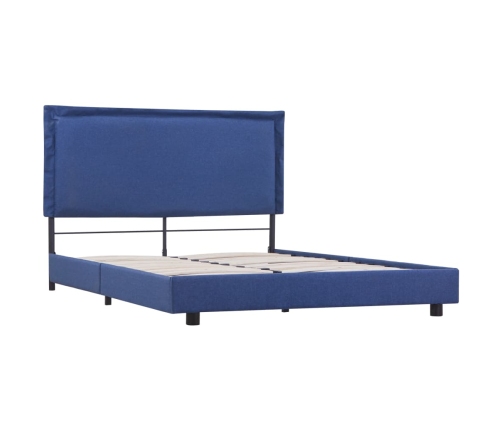 Estructura de cama sin colchón de tela azul 135x190 cm