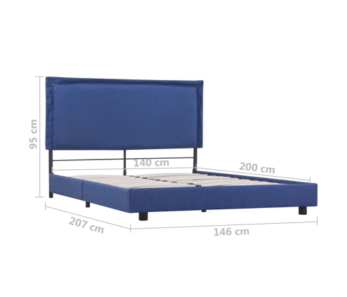 Estructura de cama sin colchón de tela azul 135x190 cm