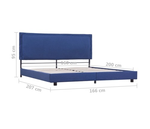 Estructura de cama sin colchón de tela azul 150x200 cm