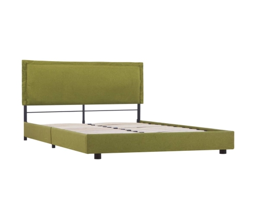 Estructura de cama sin colchón de tela verde 135x190 cm