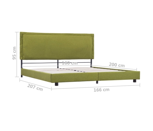 Estructura de cama sin colchón Tela verde 150x200 cm