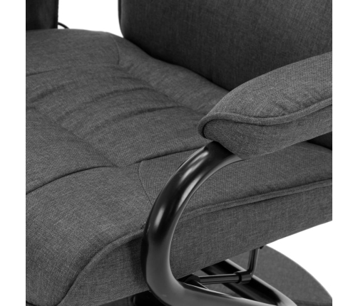 Sillón reclinable de masaje con reposapiés tela gris oscuro