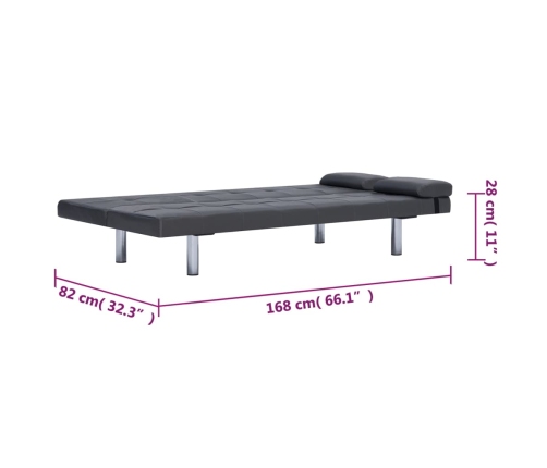 vidaXL Sofá cama con dos cojines de cuero sintético gris