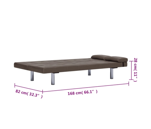 vidaXL Sofá cama con dos cojines cuero artificial marrón