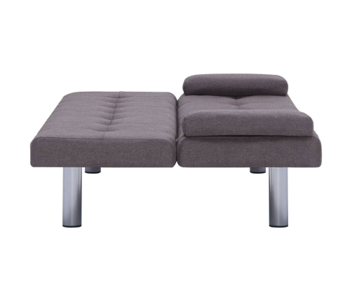 Sofá cama con dos almohadas de poliéster color gris taupe