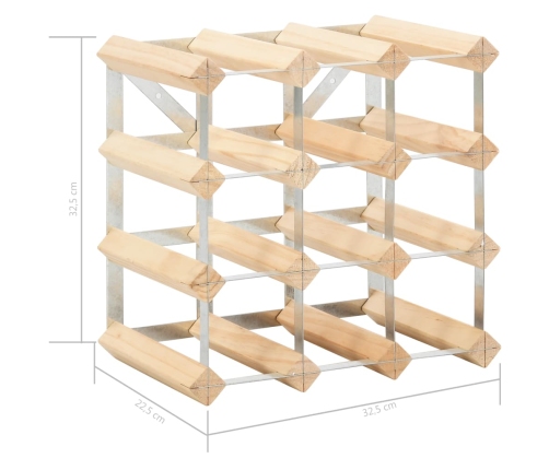 Botellero para 12 botellas de madera maciza de pino