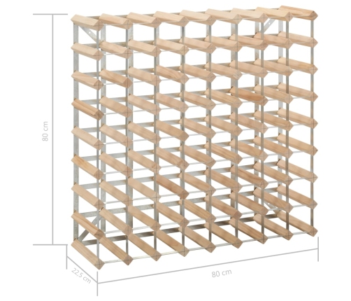 Botellero para 72 botellas de madera maciza de pino