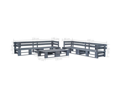 Set de muebles de palets para jardín 6 piezas madera gris