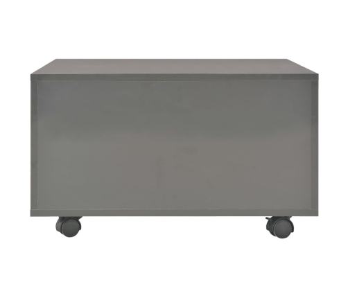 Mesa de centro madera contrachapada gris brillante 60x60x35cm