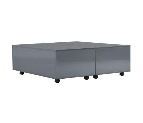 vidaXL Mesa de centro gris brillo 100x100x35 cm