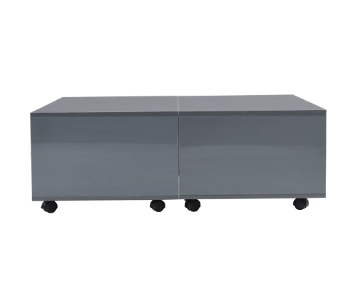 vidaXL Mesa de centro gris brillo 100x100x35 cm