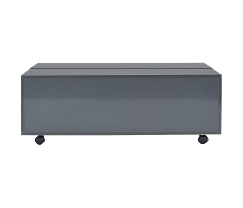 vidaXL Mesa de centro gris brillo 100x100x35 cm