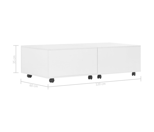 vidaXL Mesa de centro blanco brillo 120x60x35 cm