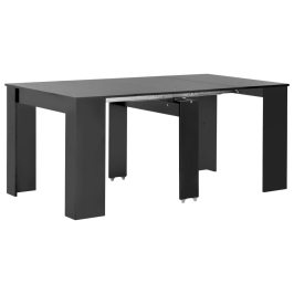 Mesa de comedor extensible negro brillante 175x90x75 cm