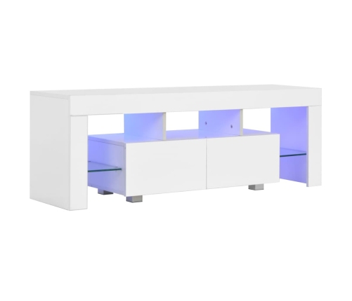 Mueble para TV con luces LED blanco brillante 130x35x45 cm