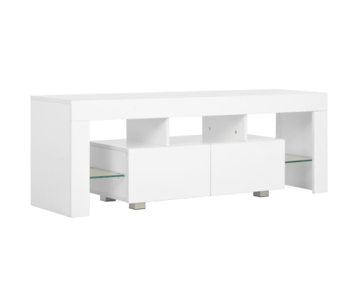 Mueble para TV con luces LED blanco brillante 130x35x45 cm