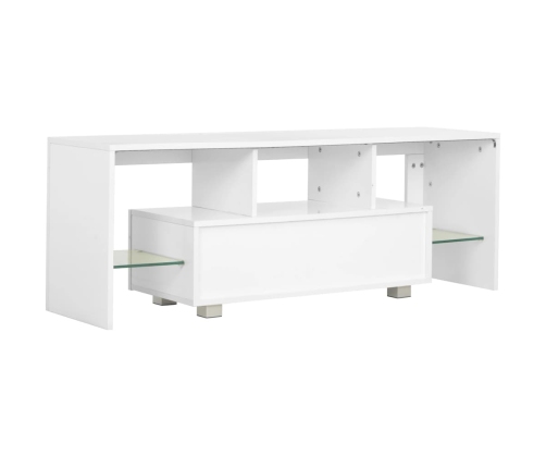 Mueble para TV con luces LED blanco brillante 130x35x45 cm