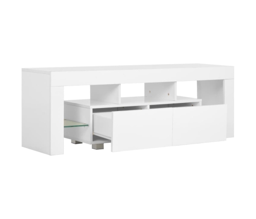 Mueble para TV con luces LED blanco brillante 130x35x45 cm