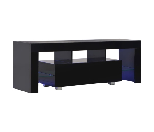 Mueble de TV con luces LED negro brillante 130x35x45 cm