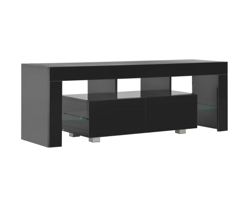 Mueble de TV con luces LED negro brillante 130x35x45 cm