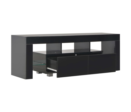 Mueble de TV con luces LED negro brillante 130x35x45 cm